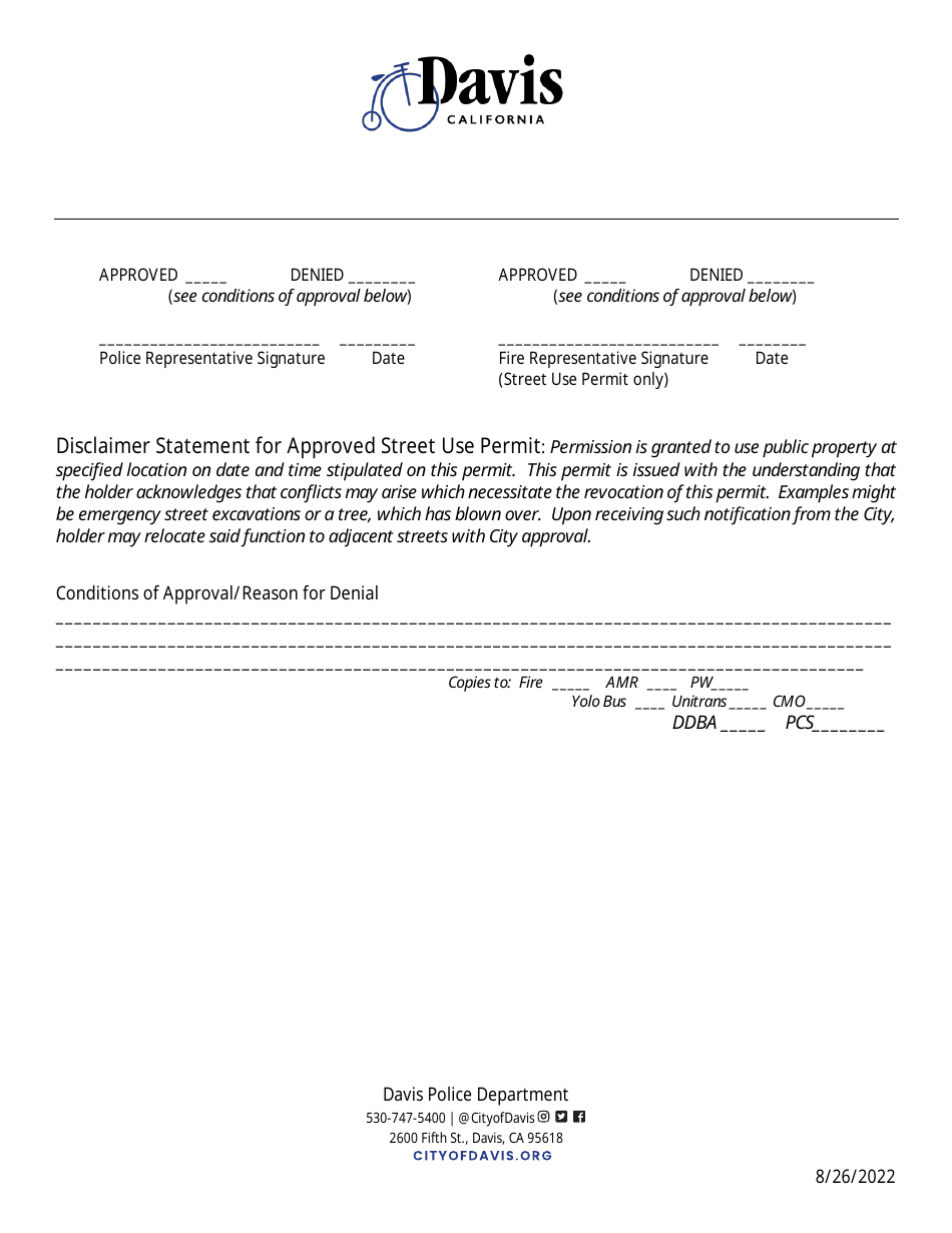 Street Use Permit Application - City of Davis, California, Page 5