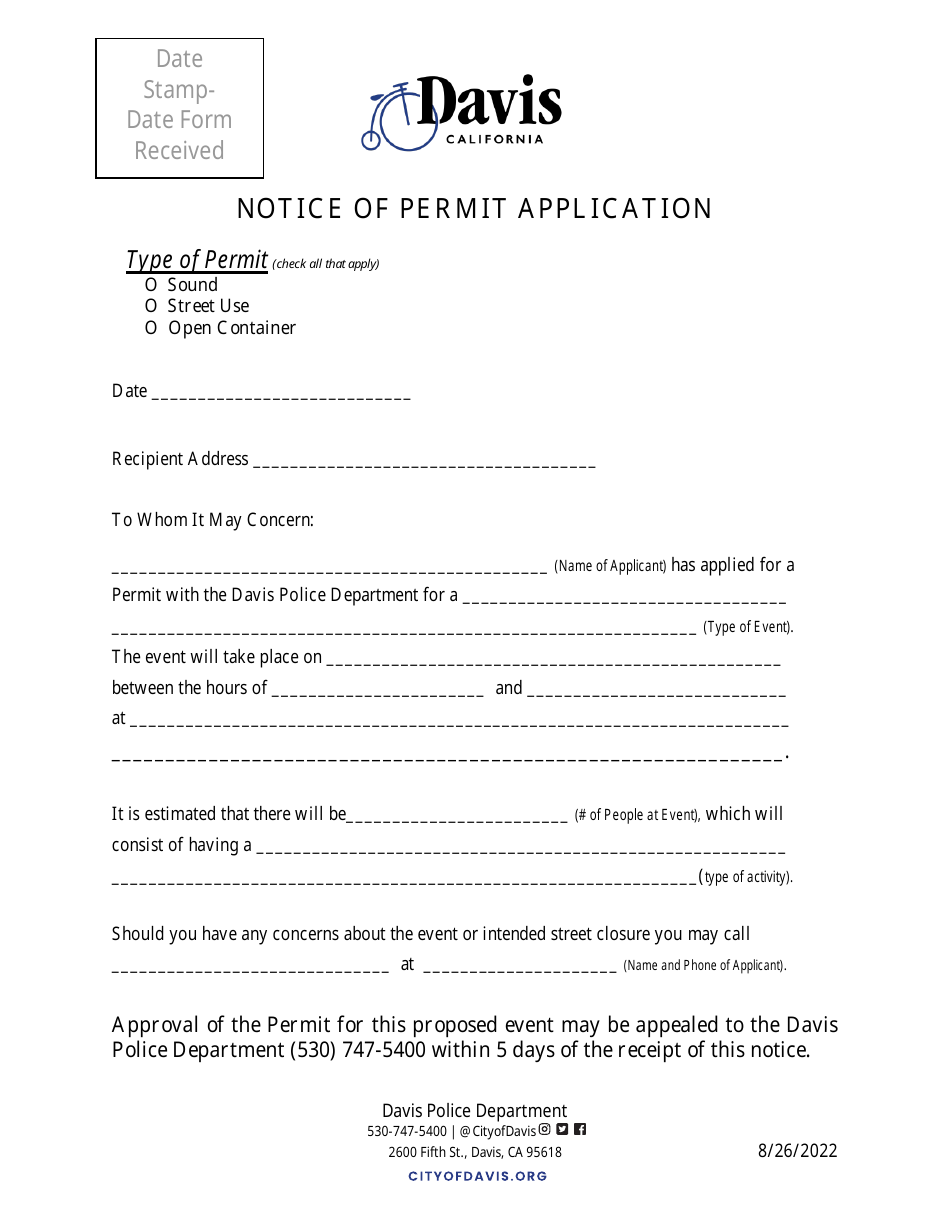 Street Use Permit Application - City of Davis, California, Page 6