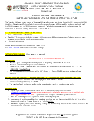 Document preview: California Psychology Law and Ethics Examination (Cplee) - Licensure Preparation Program - County of Los Angeles, California