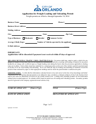 Document preview: Application for Freight Loading and Unloading Permit - City of Orlando, Florida, 2024