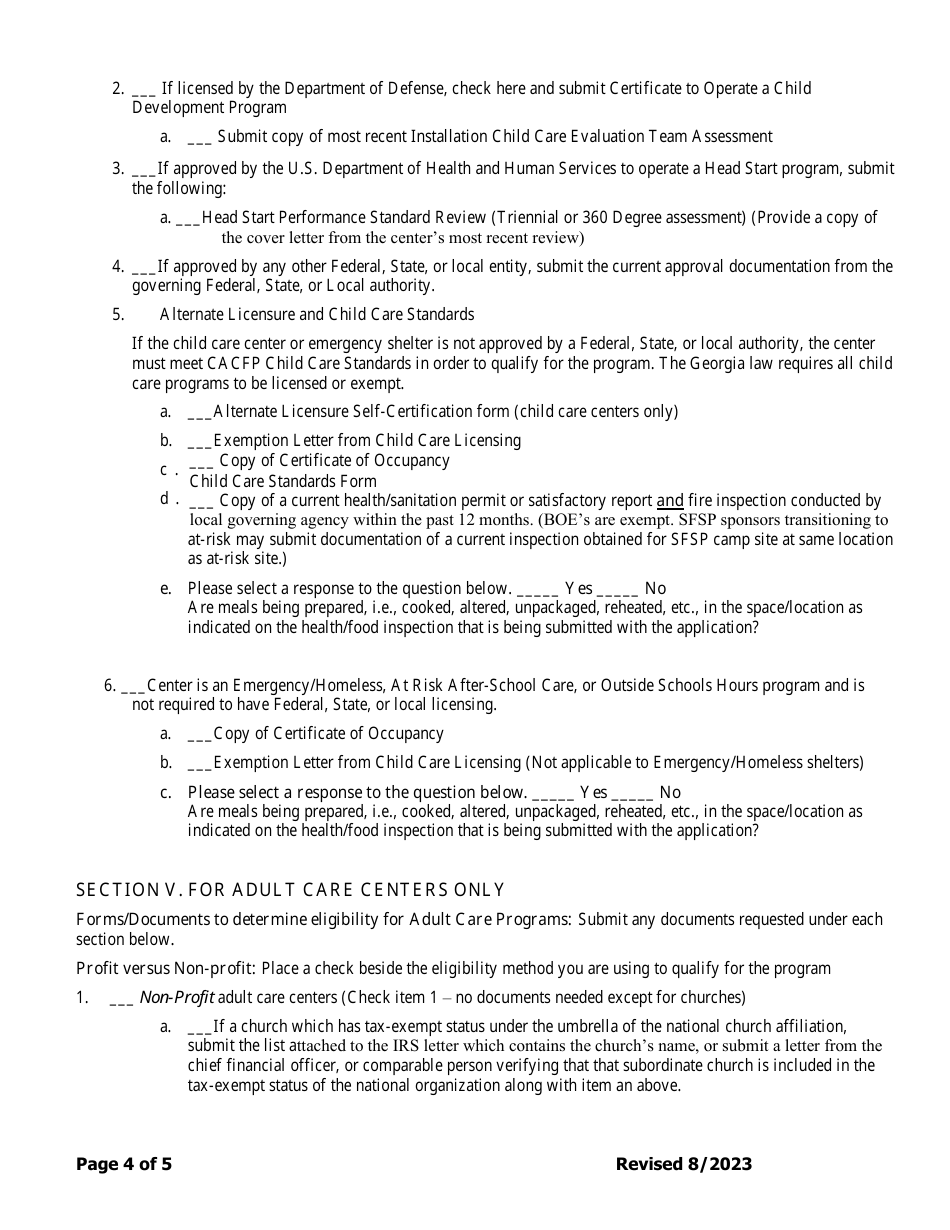 Add-A-site Checklist - Independent Center Adding Sites / Becoming a Center Sponsor - Georgia (United States), Page 4