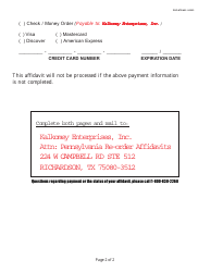 Form PGC-HTE-400 Hunter Education Program Replacement Certificate Affidavit - Pennsylvania, Page 2