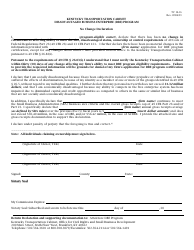Document preview: Form TC10-16 No Change Declaration - Disadvantaged Business Enterprise (Dbe) Program - Kentucky