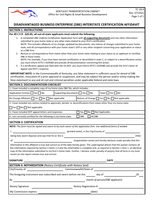 Form TC18-9  Printable Pdf