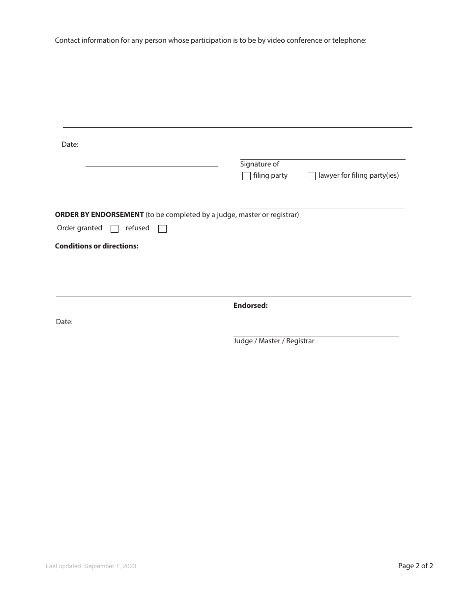 Form 20.1 Requisition - Method of Attendance - British Columbia, Canada, Page 2