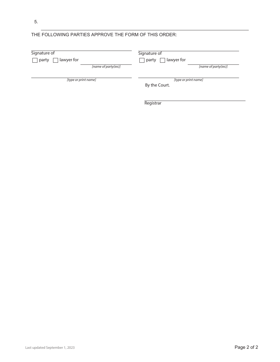 Form 47.1 Order Made at Trial Management Conference - British Columbia, Canada, Page 2