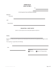 Document preview: Form F32.01 Requisition - Short Notice - British Columbia, Canada