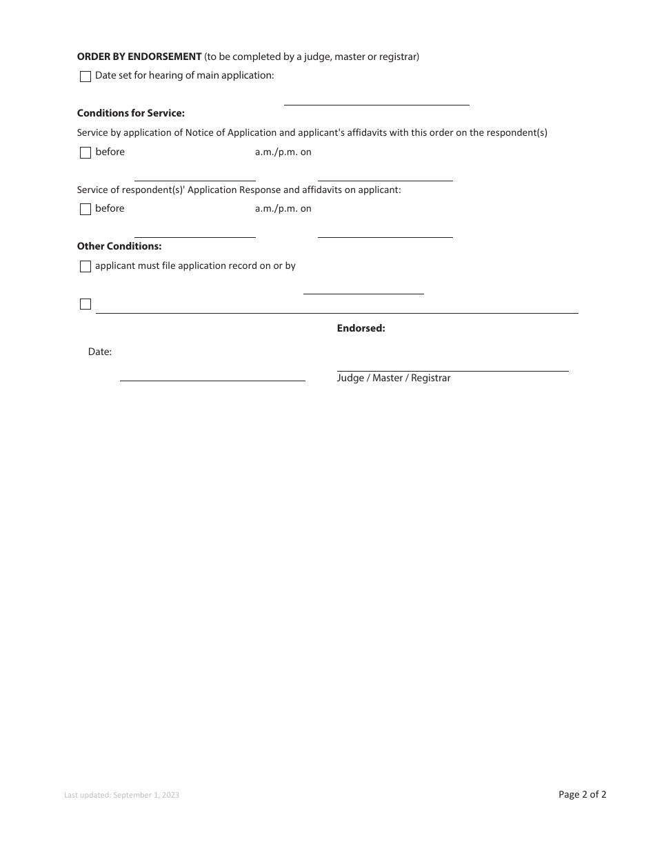 Form F32.01 Requisition - Short Notice - British Columbia, Canada, Page 2