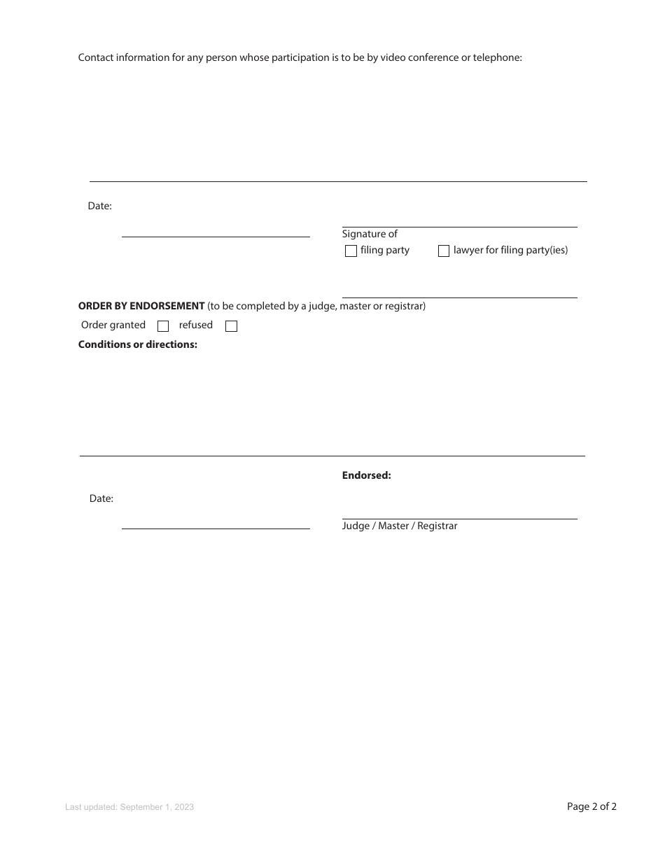 Form F19.1 Requisition - Method of Attendance - British Columbia, Canada, Page 2