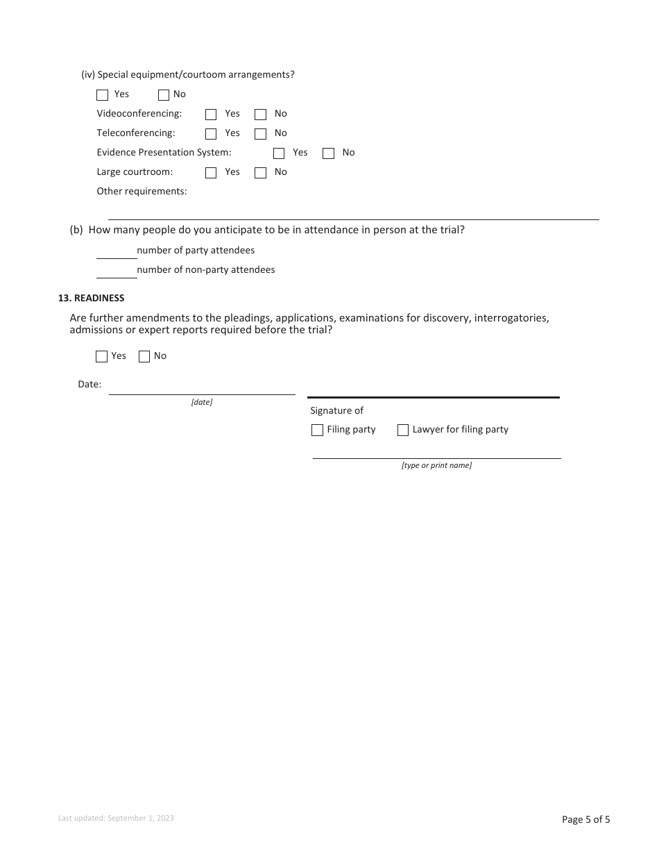 Form F45 Trial Brief - British Columbia, Canada, Page 5