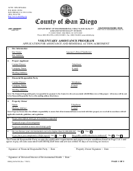 Form DEHQ:SAM-990 Application for Assistance and Remedial Action Agreement - Voluntary Assistance Program - County of San Diego, California