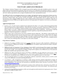 Form DEHQ:SAM-990 Application for Assistance and Remedial Action Agreement - Voluntary Assistance Program - County of San Diego, California, Page 2