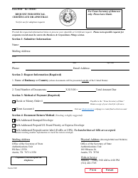 Document preview: Form 2102 Request for Official Certificate or Apostille - Texas