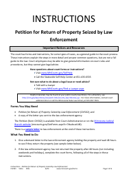 Document preview: Instructions for Form CIV502 Petition for Return of Property Seized by Law Enforcement - Minnesota