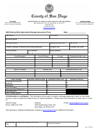 Document preview: Extreme Wind Agricultural Damage Assessment Form - County of San Diego, California, 2023