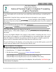 Form 12144 Notice of Parental Rights in Adoption Proceeding (Agency Placement) - New Jersey