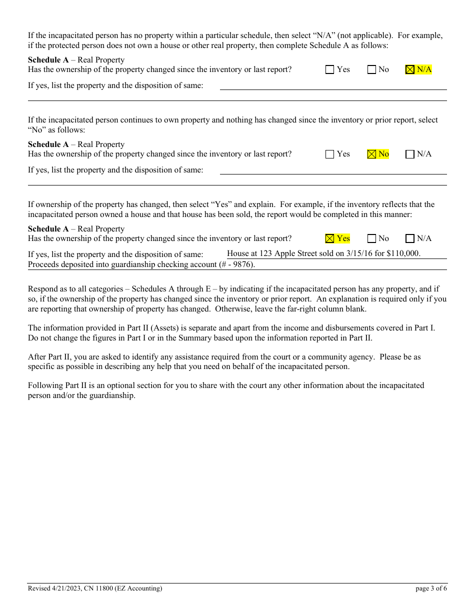 Form 11800 Guardianship Report Ez Accounting Form - New Jersey, Page 3
