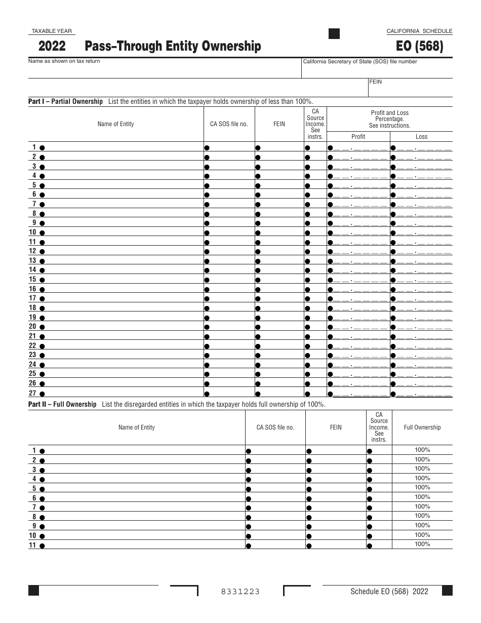 Form 568 Schedule EO Download Fillable PDF or Fill Online PassThrough