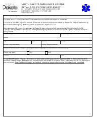 Document preview: Form SFN60755 North Dakota Ambulance License Initial Application Supplement - North Dakota