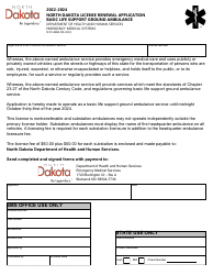 Document preview: Form SFN53888 North Dakota License Renewal Application - Basic Life Support Ground Ambulance - North Dakota, 2024