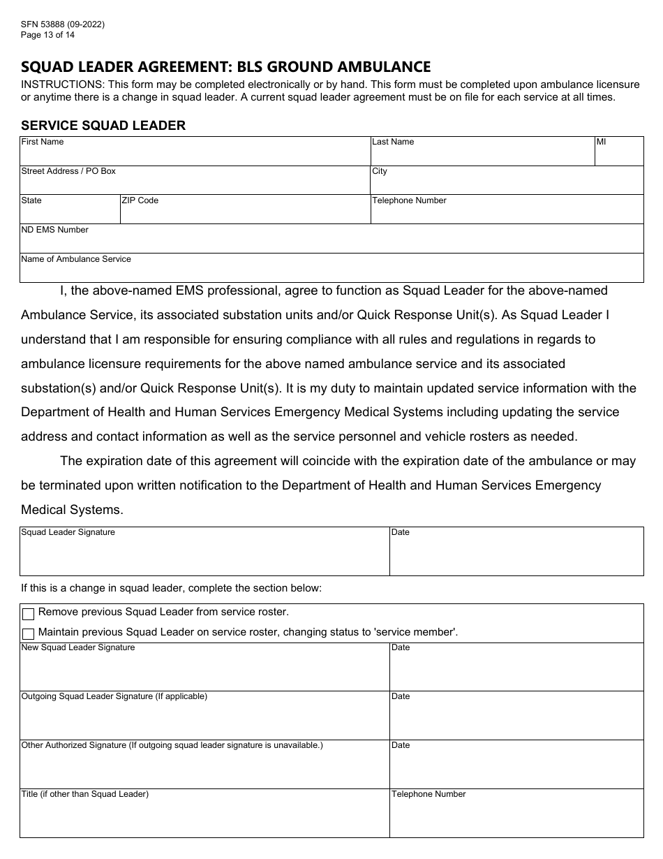 Form SFN53888 North Dakota License Renewal Application - Basic Life Support Ground Ambulance - North Dakota, Page 13