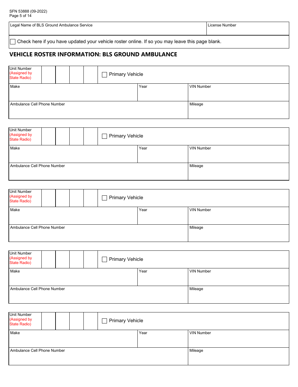 Form SFN53888 North Dakota License Renewal Application - Basic Life Support Ground Ambulance - North Dakota, Page 5