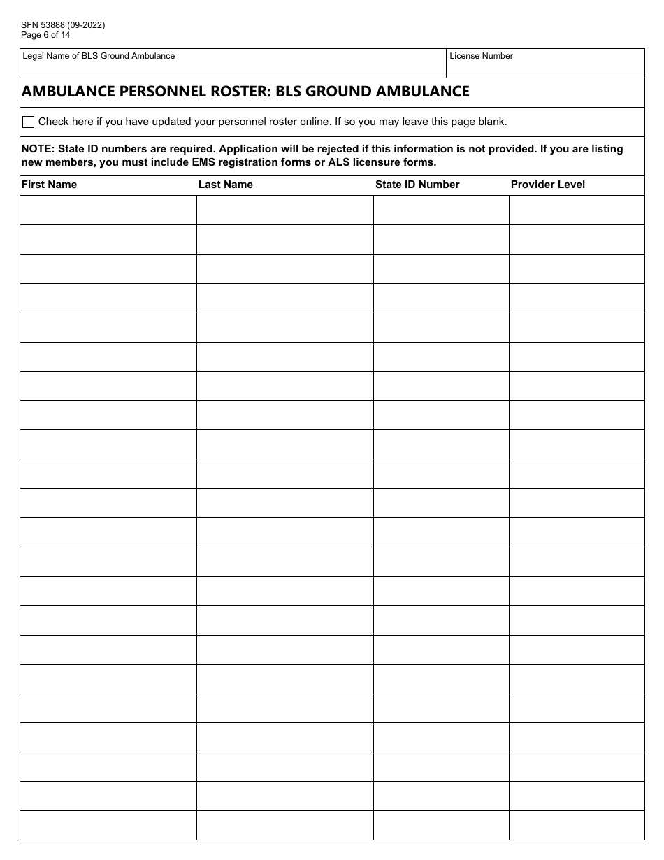 Form SFN53888 North Dakota License Renewal Application - Basic Life Support Ground Ambulance - North Dakota, Page 6