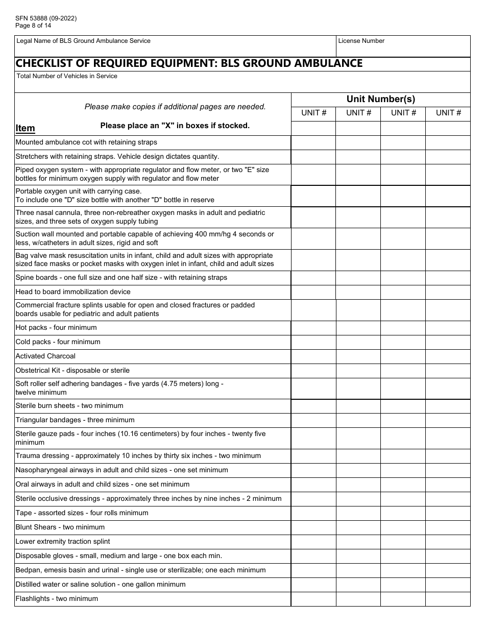 Form SFN53888 North Dakota License Renewal Application - Basic Life Support Ground Ambulance - North Dakota, Page 8