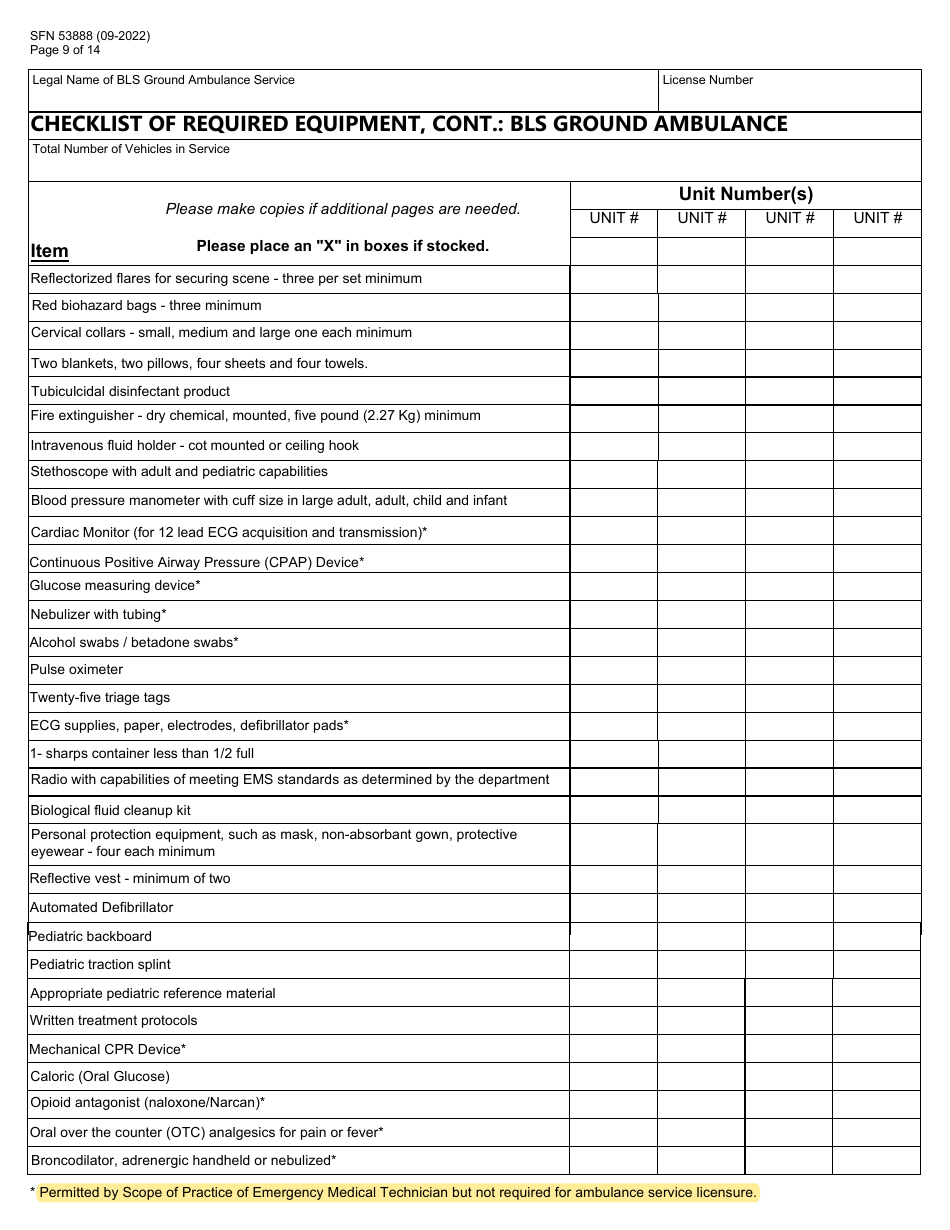 Form SFN53888 North Dakota License Renewal Application - Basic Life Support Ground Ambulance - North Dakota, Page 9