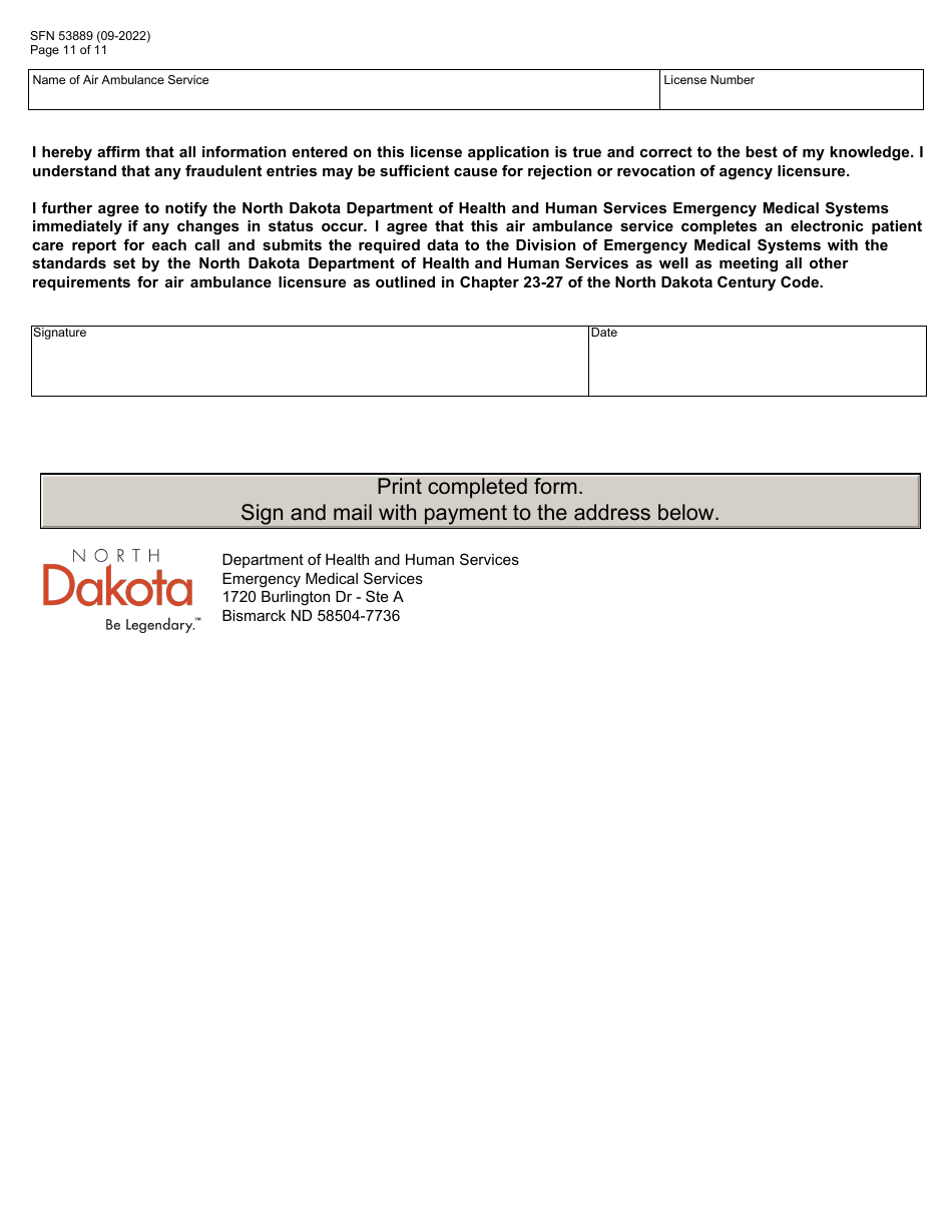 Form SFN53889 North Dakota License Renewal Application - Air Ambulance - North Dakota, Page 11