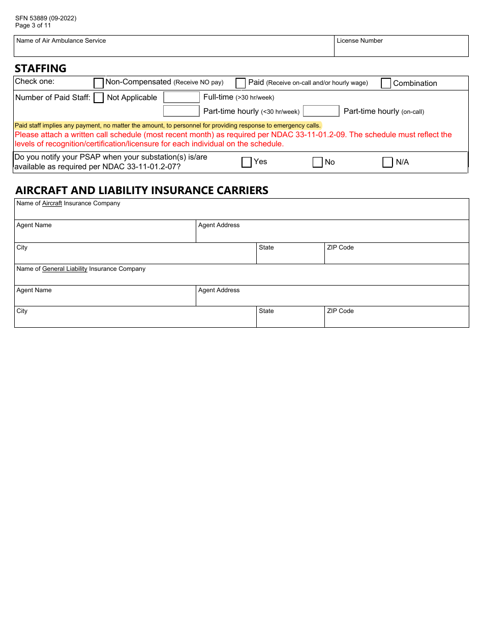 Form SFN53889 North Dakota License Renewal Application - Air Ambulance - North Dakota, Page 3