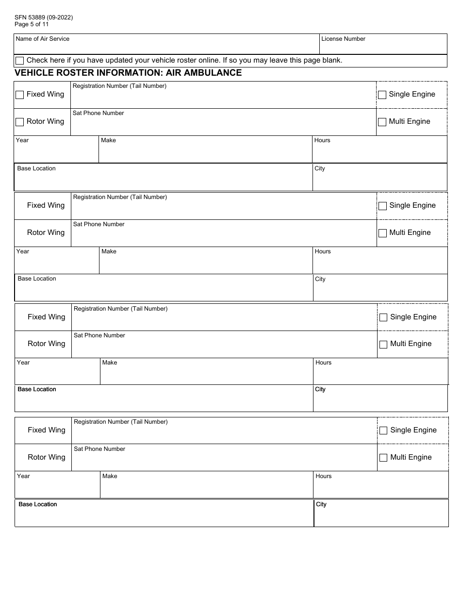 Form SFN53889 North Dakota License Renewal Application - Air Ambulance - North Dakota, Page 5