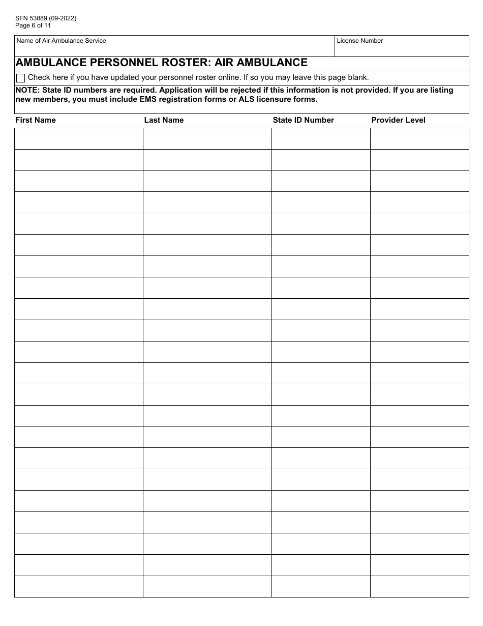 Form SFN53889 North Dakota License Renewal Application - Air Ambulance - North Dakota, Page 6