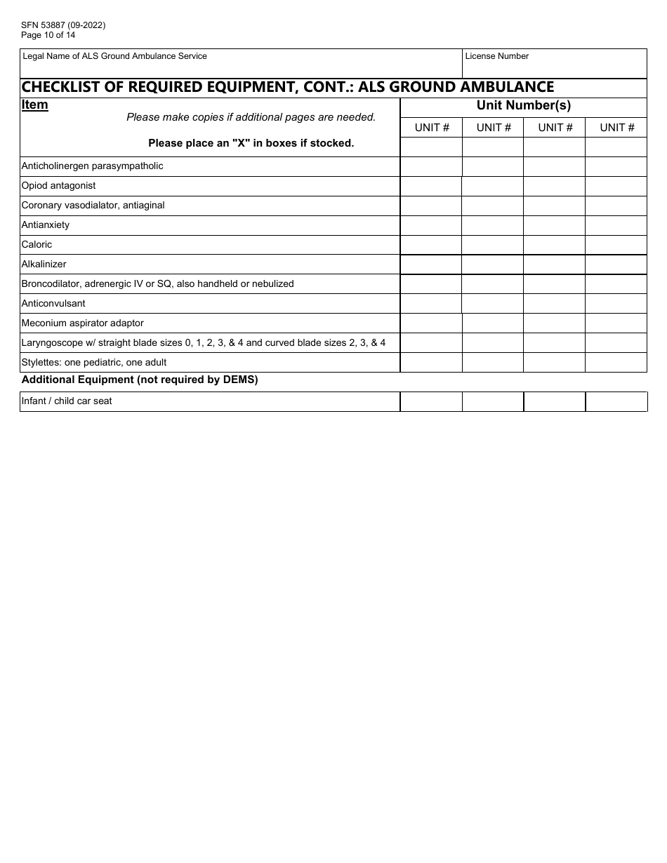 Form SFN53887 North Dakota License Renewal Application - Advanced Life Support Ground Ambulance - North Dakota, Page 10