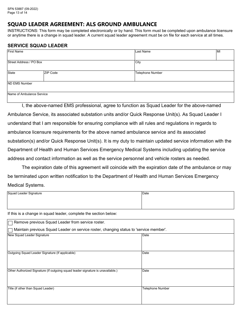 Form SFN53887 North Dakota License Renewal Application - Advanced Life Support Ground Ambulance - North Dakota, Page 13