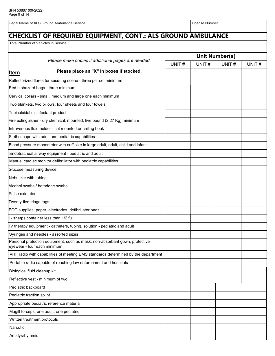 Form SFN53887 North Dakota License Renewal Application - Advanced Life Support Ground Ambulance - North Dakota, Page 9