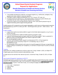 Request for Applications - School Based Dental Sealant Programs - Nevada, Page 2