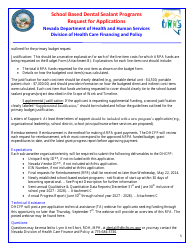 Request for Applications - School Based Dental Sealant Programs - Nevada, Page 5
