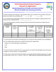 Request for Applications - School Based Dental Sealant Programs - Nevada, Page 7