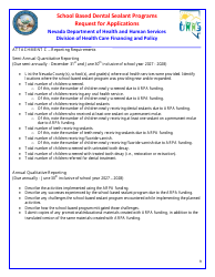 Request for Applications - School Based Dental Sealant Programs - Nevada, Page 9