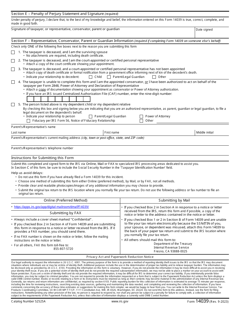 Irs Form 14039 Download Fillable Pdf Or Fill Online Identity Theft Affidavit Templateroller 6768