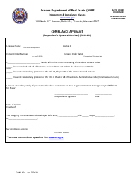 Document preview: Form COM-104 Compliance Affidavit (Respondent's Signature Notarized) - Arizona