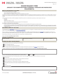 Form CIT0116 Waiver Request Form (Request for Exemption From Citizenship Language and Knowledge Requirements) - Canada