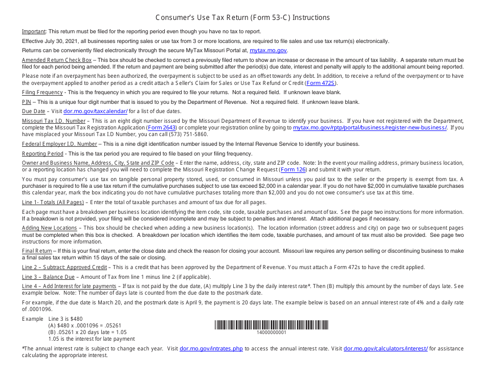Form 53-C Consumers Use Tax Return - Missouri, Page 3