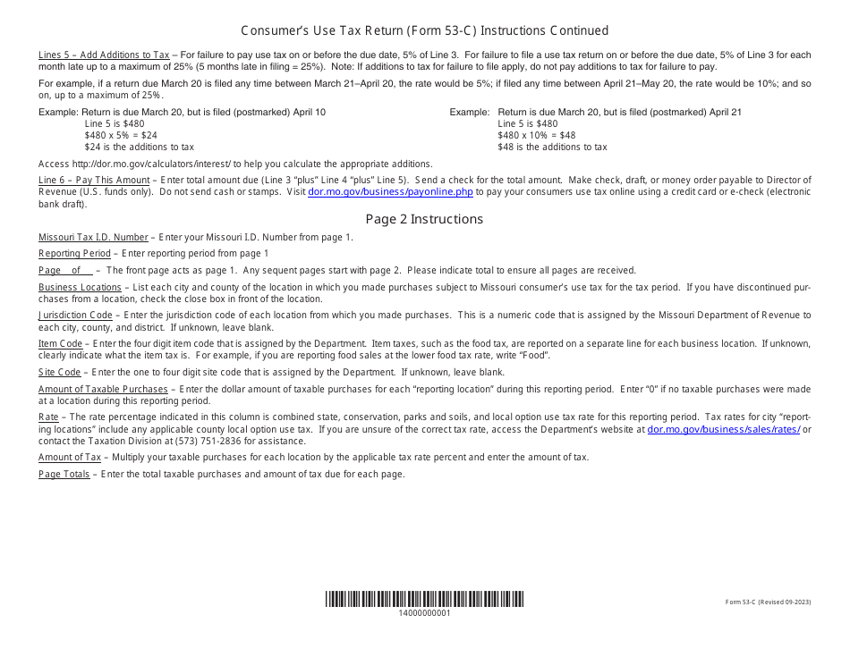 Form 53-C Consumers Use Tax Return - Missouri, Page 4