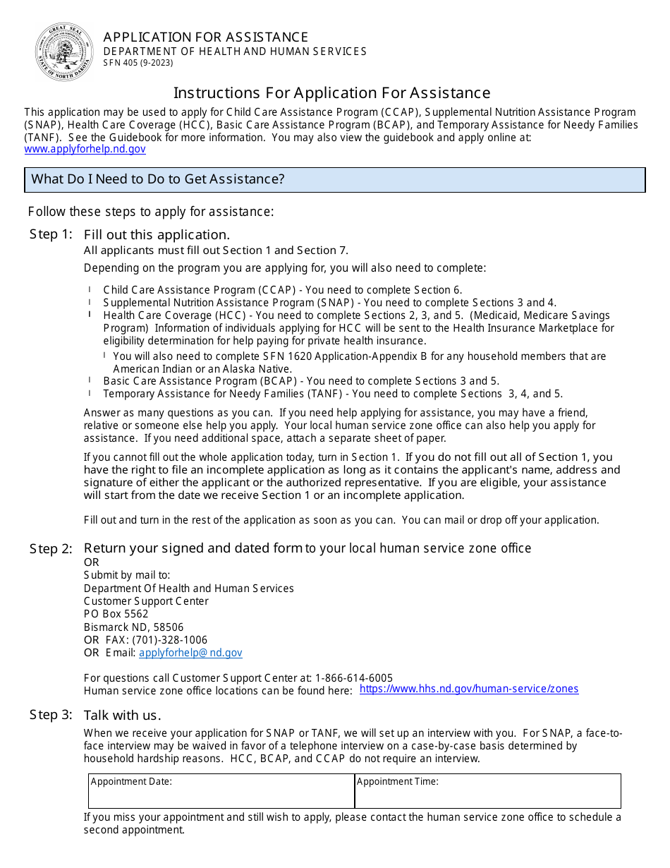 Form SFN405 Download Fillable PDF or Fill Online Application for ...