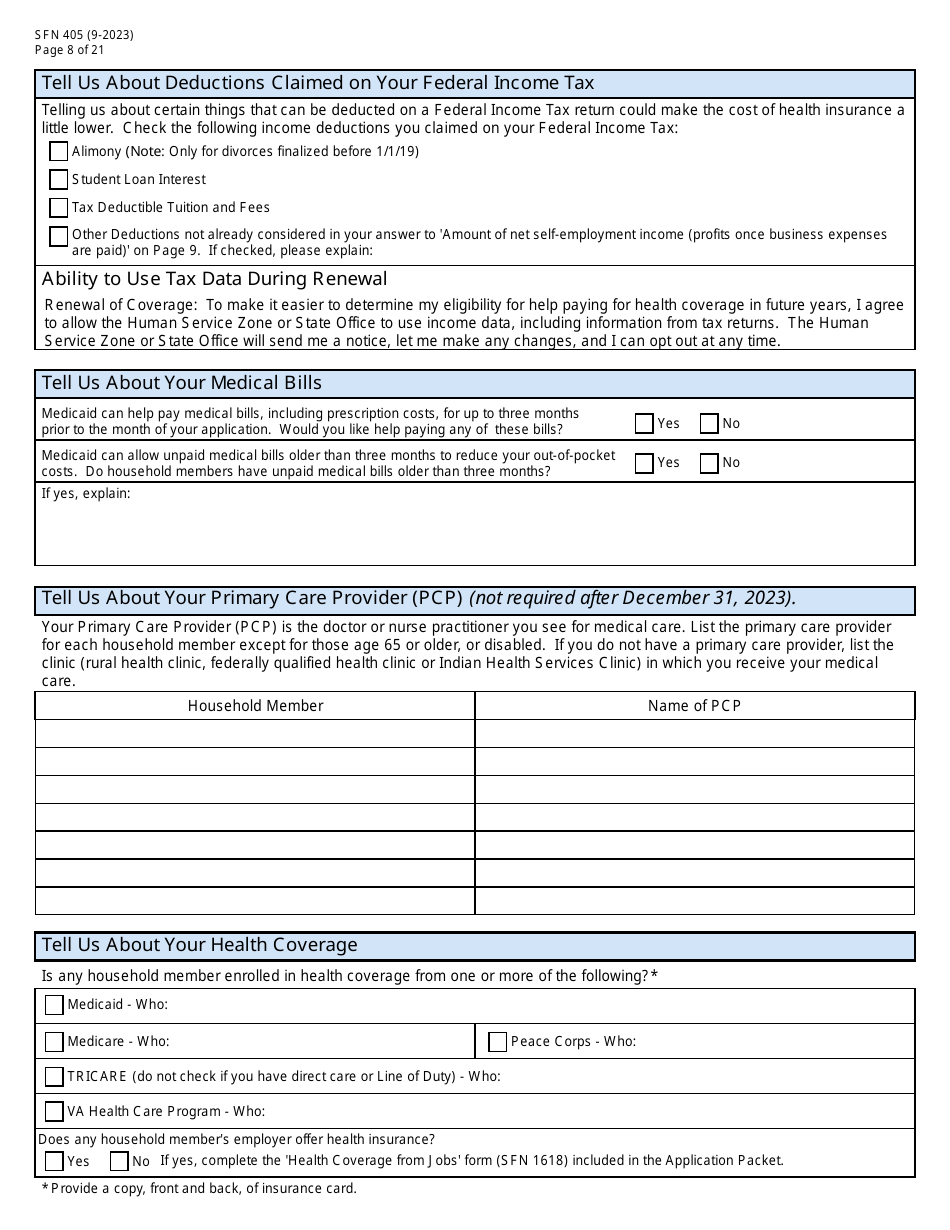 Form SFN405 Application for Assistance - North Dakota, Page 10