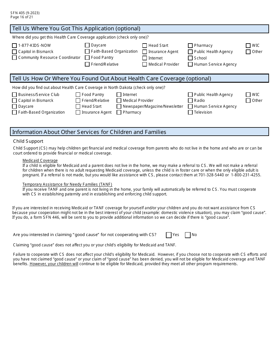 Form SFN405 Application for Assistance - North Dakota, Page 18