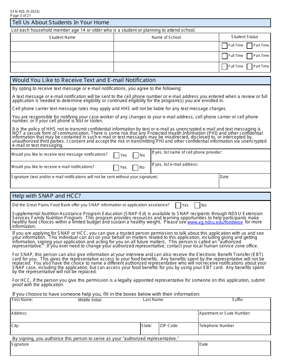 Form SFN405 Application for Assistance - North Dakota, Page 5
