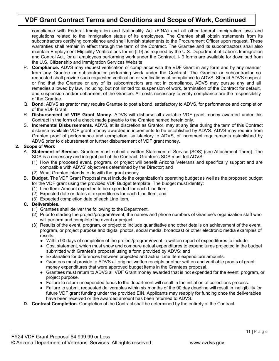 Veterans Donations Fund Proposal for Vdf Grant - $4,999.99 or Less - Arizona, Page 11